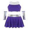 RUNQHUI Womens Cosplay Costumes Metallic Patchwork Suit 4Pcs Outfits Tops and Skirts Fancy Dress Up Purple X-Large view 4