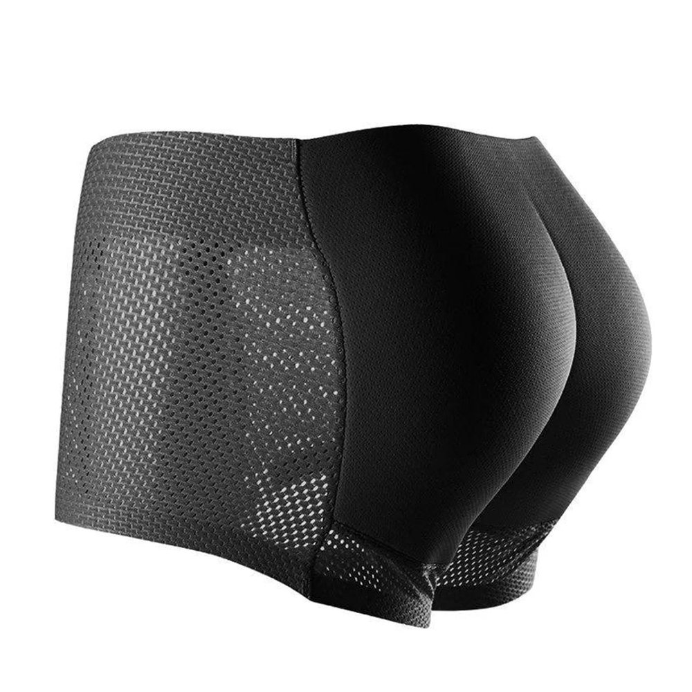 leasote Men Shorts Panties Men's Breathable Mid-rise Underpants Solid Color Butt Lift Shaper Hip Pad Fake Seamless Black L