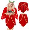EASEDAILY Christmas Cape Mrs Claus Santa Cloak Velvet Xmas Party Costume with Sequin Belly Scarf for Women and Girls view 1
