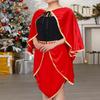 EASEDAILY Christmas Cape Mrs Claus Santa Cloak Velvet Xmas Party Costume with Sequin Belly Scarf for Women and Girls view 4