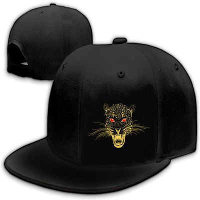 Anger Golden Leopard Fierce Animal Howl Snapback Hats for Men Trucker Dad Flat Brim Adjustable Black Baseball Cap Casual Washed Cotton Cool Hip Hop Hat Adult