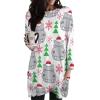 Christmas Hippos with Santa Hats Women's Long Sleeve Sweatshirt Dress Casual Pullover Tops Loose Fit Dress with Pocket view 3