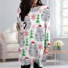 Christmas Hippos with Santa Hats Women's Long Sleeve Sweatshirt Dress Casual Pullover Tops Loose Fit Dress with Pocket view 4