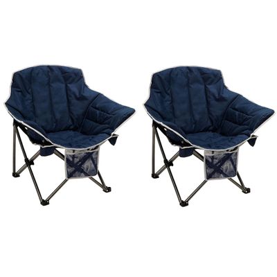 SUNNYFEEL Oversized Camping Chair, Folding Moon Saucer Chair, Padded Cushion, Heavy Duty for Adults 500 LBS, Portable Camp Lawn Chair with Storage for Lounge,Patio,Outdoor,Indoor,Porch