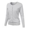 Cardigan Plus Size Women's Round Neck Cardigan Knitted Long Sleeved Large Yards Loose Solid Color Short Nice (Grey, L) view 3