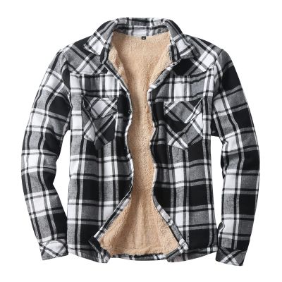 Womens Long Sleeve Berber Fleece Lined Button Down Camp Flannel Shirts Jackets Brushed Cotton Thermal Sherpa Plaid Jackets Heavyweight Thermal Button Up Winter Work Coat Outwear Black