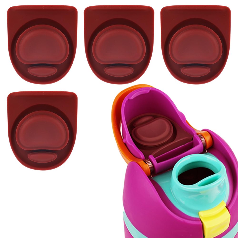 4pcs Bottle Replacement Stopper, Bottle Gasket Silicone Plug Accessories for Owala FreeSip 24oz 32oz, Water Bottle Top Lid Parts for Owala 19/24/32/40oz BPA-Free Seal Bottle Cap Mouth (Dark Red)