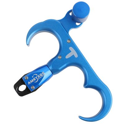 AMEYXGS Archery Bow Release for Compound Bows,Durable Aluminum 360 Rotate Caliper Thumb Release 3 Finger Release (Blue)