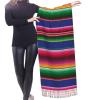 LMNSWDA Serape Stripes Mexican Bold Colors Women's Fashion Cashmere Feel with Tassel Large scarf warm party shawl Wraps view 2