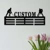 Hockey Medal Holder with Custom Name Personalized Hockey Player Medal Hanger 12 Rungs for Medals & Ribbons Hockey Medal Display Awards Sign view 1