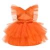 My First Halloween Baby Girl Outfit Baby Girls Tutu Romper Dress with Headband 2pcs Baby Girl First Birthday Outfit Infant One Piece Onesie Ruffle Sleeve Dress Orange Pumpkin 18-24 Months view 3