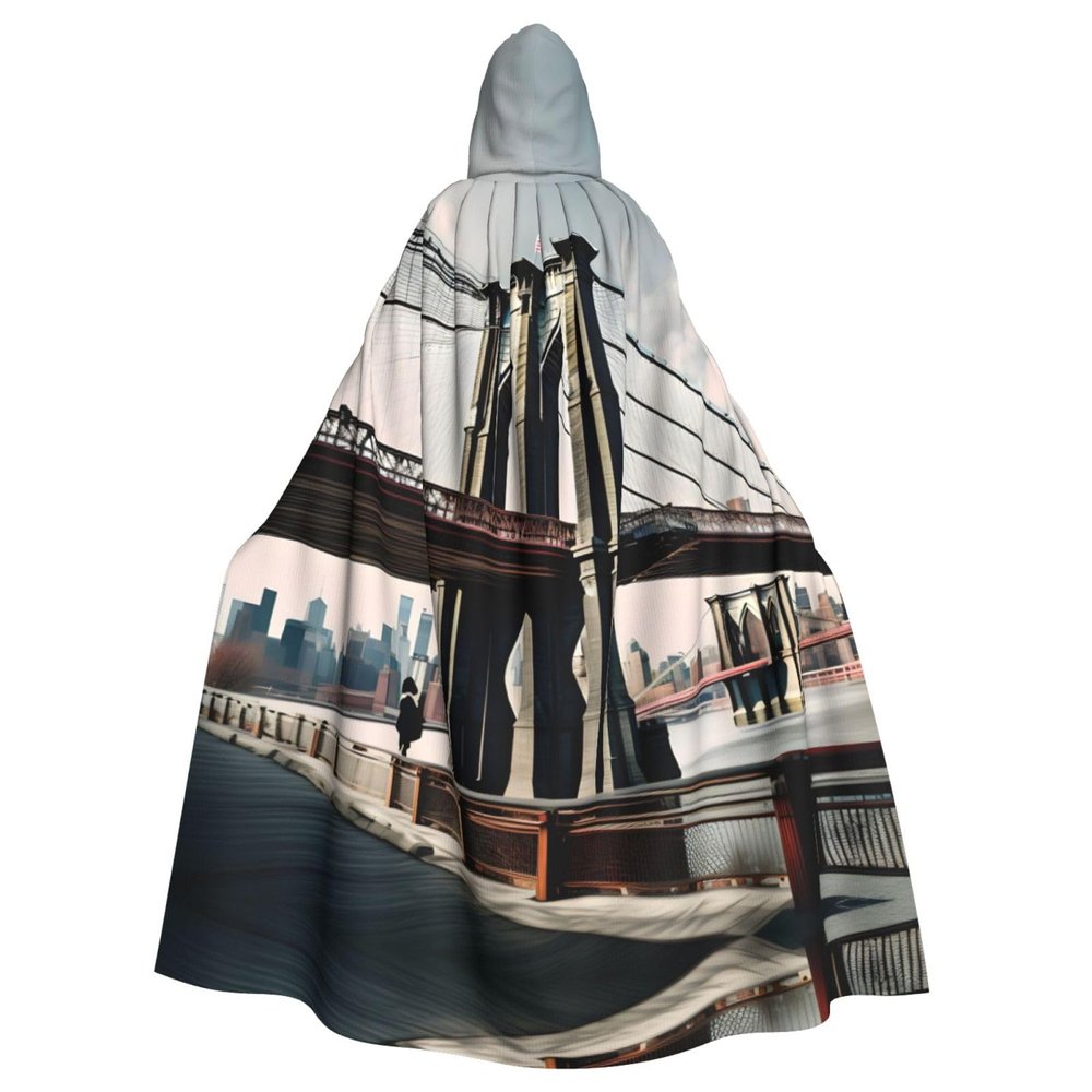 Brooklyn Bridge s,Costume Cloak for Adults,Personalized Hooded Cape for Halloween, Cosplay, Stage Costumes, Makeup Parties Black
