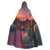 Cactus Desert Sunset,Costume Cloak for Adults,Personalized Hooded Cape for Halloween, Cosplay, Stage Costumes, Makeup Parties Black view 1