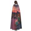 Cactus Desert Sunset,Costume Cloak for Adults,Personalized Hooded Cape for Halloween, Cosplay, Stage Costumes, Makeup Parties Black view 4