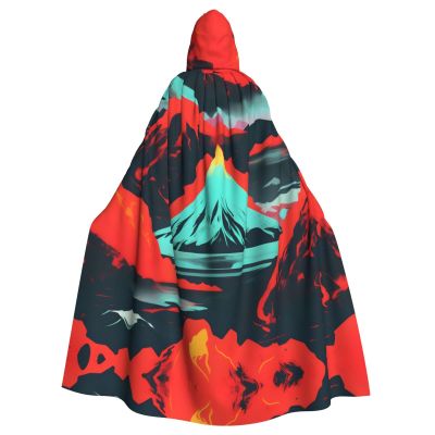Volcano Bloom,Costume Cloak for Adults,Personalized Hooded Cape for Halloween, Cosplay, Stage Costumes, Makeup Parties Black