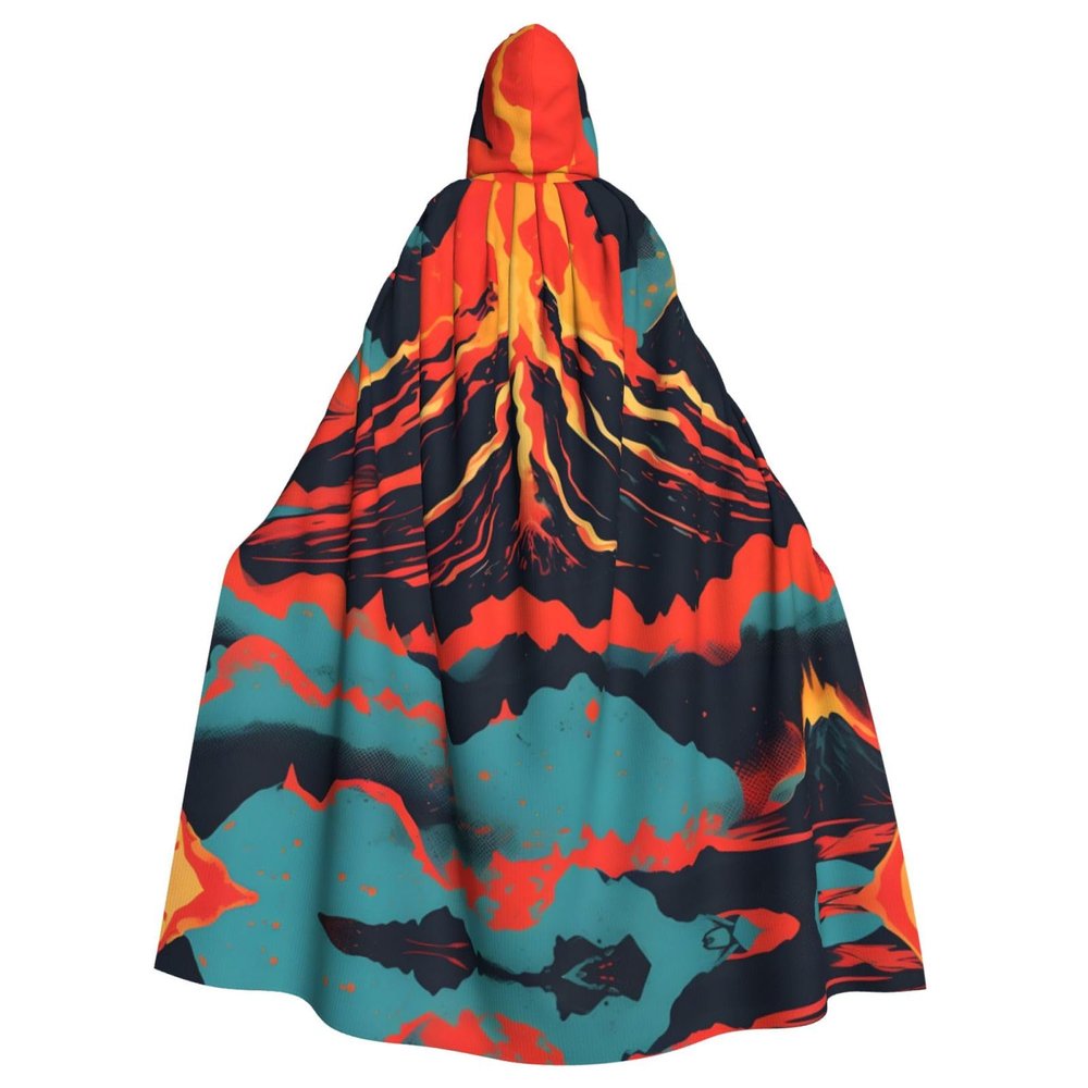 Volcano,Costume Cloak for Adults,Personalized Hooded Cape for Halloween, Cosplay, Stage Costumes, Makeup Parties Black