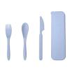 Reusable Utensils Set with Case, Wheat Straw Travel Cutlery Set for Picnic Fork Spoon Knife, Portable Cutlery Set Tableware Modern for Office(Blue) view 1
