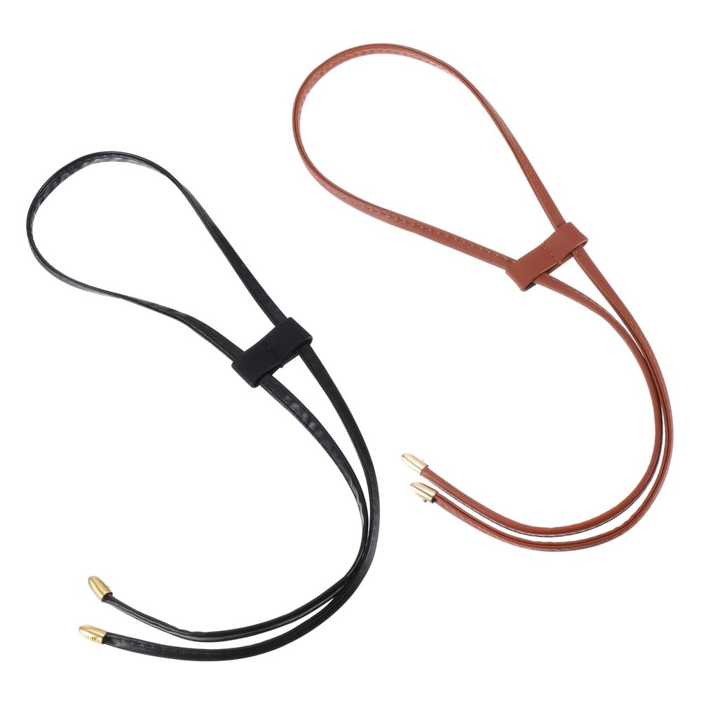 uxcell PU Leather Drawstring, 85.5cm/33.7" Detachable Pull String Purse Strap Bunches Pocket Accessories for Bucket Bag Shoulder Bag (Brown/Black)