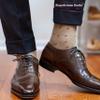 BoardroomSocks Men's Over the Calf Merino Wool Khaki with Colorful Squares view 3