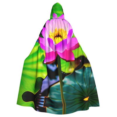 Lotus Flowers,Costume Cloak for Adults,Personalized Hooded Cape for Halloween, Cosplay, Stage Costumes, Makeup Parties Black