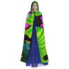 Lotus Flowers,Costume Cloak for Adults,Personalized Hooded Cape for Halloween, Cosplay, Stage Costumes, Makeup Parties Black view 2
