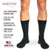 BoardroomSocks Merino Wool Mid-Calf Patterned Socks, Dress Socks for Men, Black with Blue Squares view 4