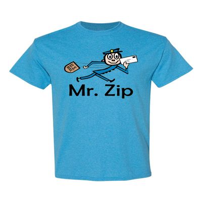 Mr Zip Mailman Costume Vintage Retro Mail Men's T Shirt (2XL, Heather Sapphire)
