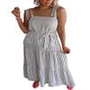 MARZXIN Women Sleeveless Tie Up Ruffle Stripe Maxi Long Dress Stripe XL view 1