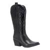 Womens Cowboy Boots Mid Calf Pink Women's Cowgirl Embroidered Western Knee High Boots, Pointed Toe Medium Chunky Heel Stitching Pull On Cowboy Boots for Ladies view 1