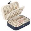 XZUZ Travel Jewelry Box, PU leather Small Jewelry Organizer For Female Girls, double layer portable mini travel case for storing earrings, rings, necklaces.(dark blue) view 1