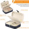 XZUZ Travel Jewelry Box, PU leather Small Jewelry Organizer For Female Girls, double layer portable mini travel case for storing earrings, rings, necklaces.(dark blue) view 3