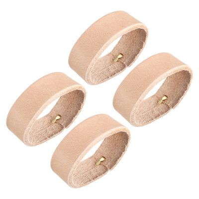 uxcell 4Pcs Leather Belt Loop Keepers, 11.5cm Outer Girth Belt Strap Ring Buckle for DIY Craft Bag Belt Fixing (Beige)