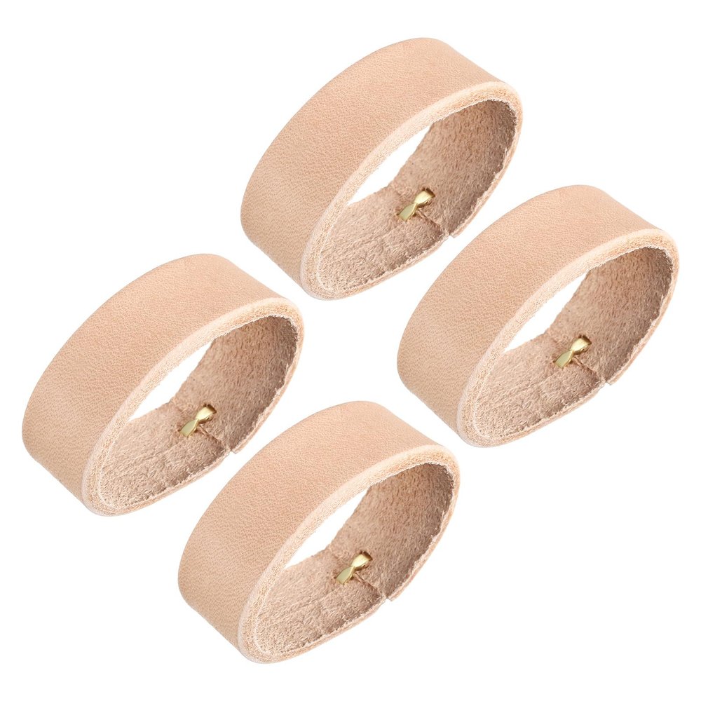 uxcell 4Pcs Leather Belt Loop Keepers, 11.5cm Outer Girth Belt Strap Ring Buckle for DIY Craft Bag Belt Fixing (Beige)