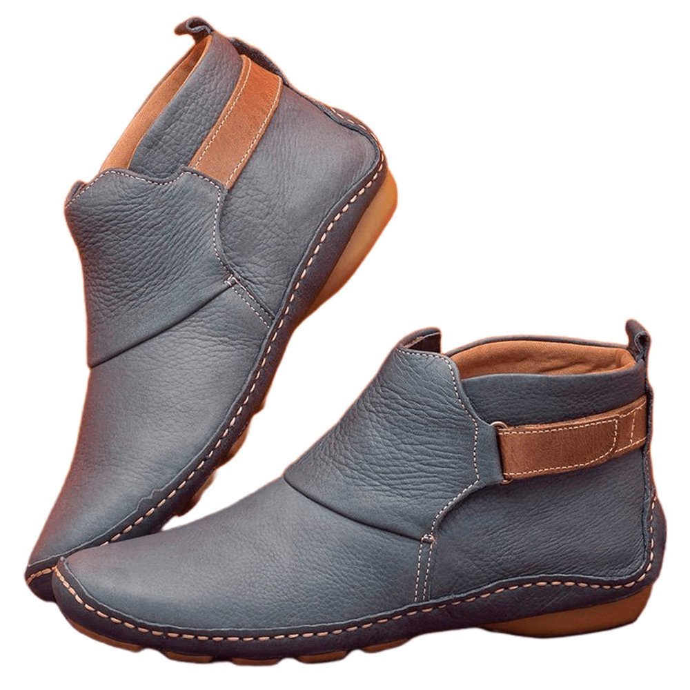 Ladmiple Cowgirl Boots White And Brown Women's Fashion Ankle Booties Combat Boots Cowboy Cowgirl Western Short Booties Round Toe High Top Winter Walking Shoes