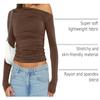 Darong Women's Off Shoulder Slim Fit Long Sleeve Top 9026 Coffee Medium view 4