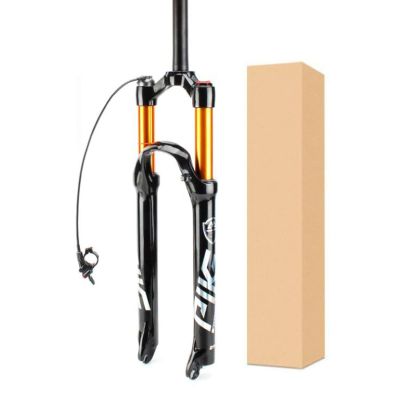 ZECHAO 120mm Travel Bike Suspension Fork,26/27.5/29in Mountain Bike Air Front Fork 9 * 100mm Straight Tube Manual/Crown Lockout Outdoor (Color : Straight Remote Lock, Size : 26inch)