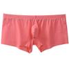 Men's Striped Ice Silk Underwear Seamless Ultra Thin Breathable Panties Boxer Briefs Short Leg Underpants Free Edge Design 3-Pack(Black,Watermelon Red,Green) L view 3