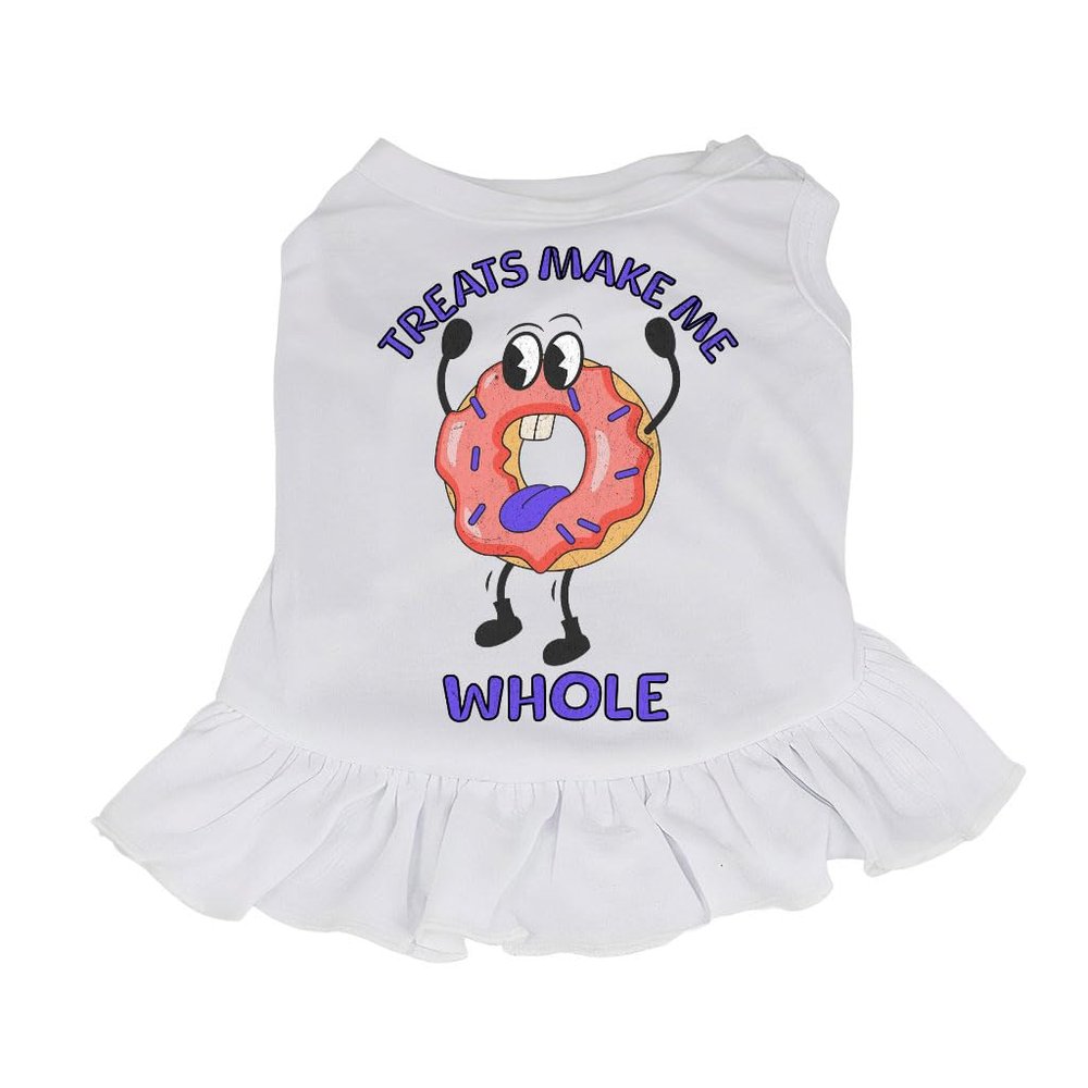 Funny Donut Dog Sundress - Unique Dog Dress Shirt - Humor Dog Clothing - White, L