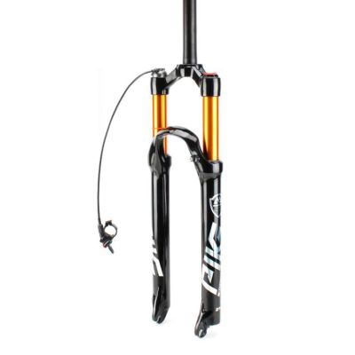ZECHAO 1-1/8" Bike Shock Absorber Forks,9 * 100mm Axle 26/27.5/29in Air Mountain Bike Suspension Fork 120mm Travel Manual/Crown Lockout Outdoor (Color : Straight Remote Lock, Size : 27.5inch)
