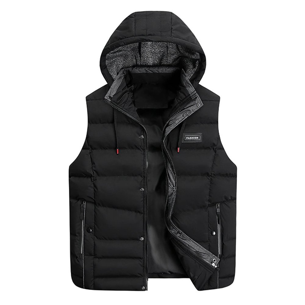 Ymosrh Mens Fleece Vest, Vests Outerwear Casual Winter Vest Jacket For Men Coat Vests Casual Fishing Vest With Pockets Vest Big And Tall Men's Puffer Vest Medium Vest Lightweight Black (6XL, Black)