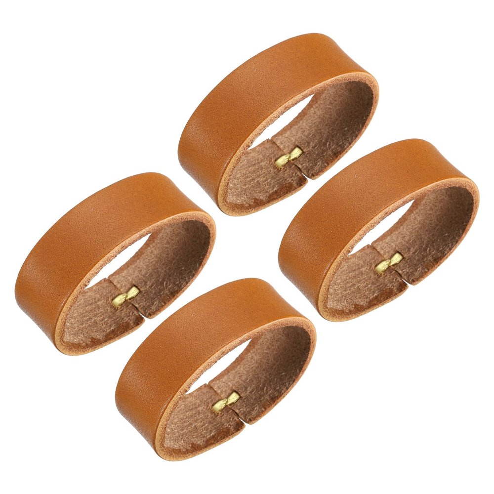 uxcell 4Pcs Leather Belt Loop Keepers, 11.5cm Outer Girth Belt Strap Ring Buckle for DIY Craft Bag Belt Fixing (Yellow Orange)