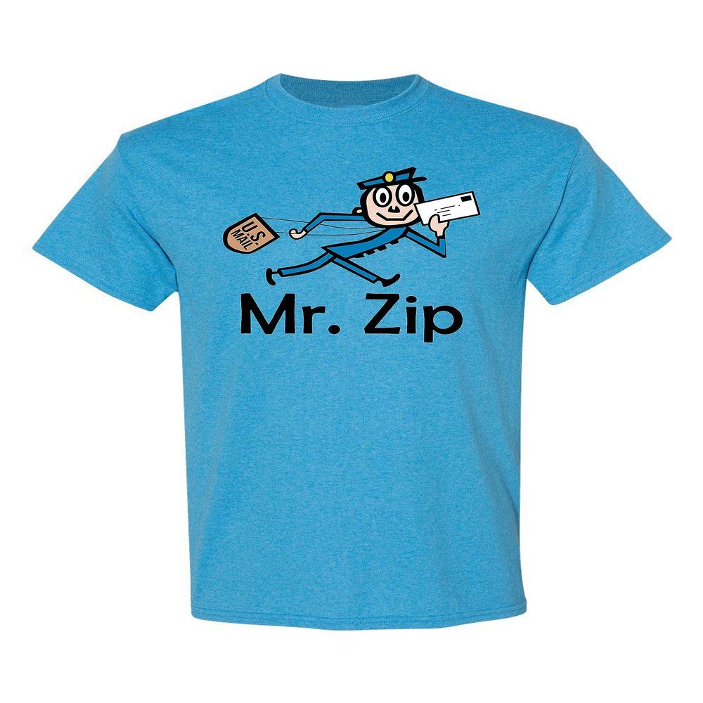 Mr Zip Mailman Costume Vintage Retro Mail Men's T Shirt (3XL, Heather Sapphire)