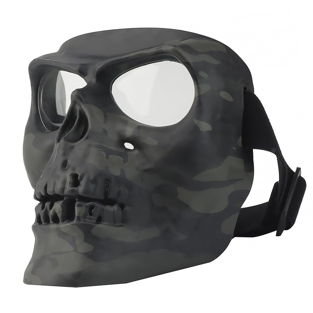 AOUTACC Airsoft Mask with Goggles,Motorcycle Full Face Adjustable Mask for Halloween Paintball Game Outdoor Riding Racing (Black Camouflage(Clear Lens))