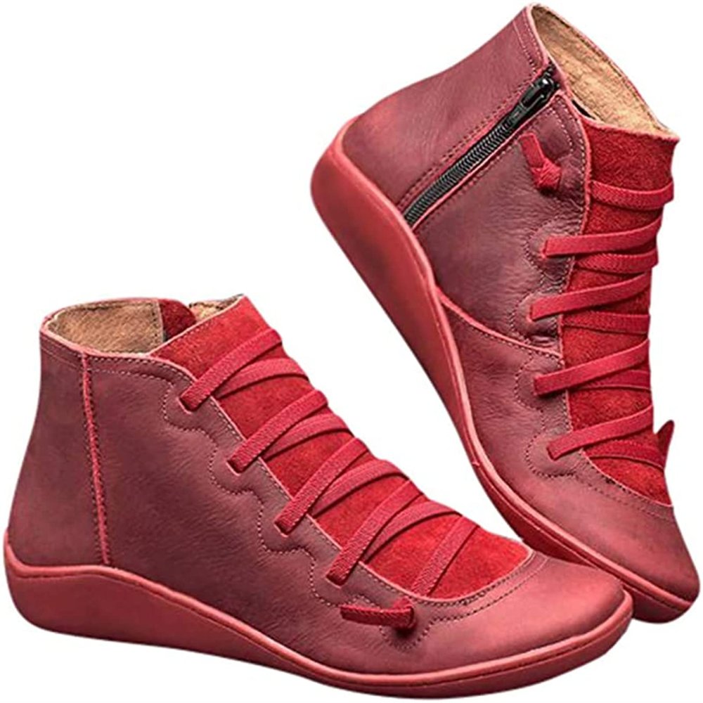 Ladmiple Womens Cowboy Boots Red White And Blue Women Western Cowgirl Cowboy Round Toe Ankle Booties Fashion Casual Classic Retro Short Combat Boots High Top Walking Shoes