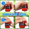 TOODOO 6 Pack Hand Tally Counter 4 Digit Mechanical Palm Clicker Plastic Hand Held Counter Clicker with Metal Finger Ring for School Golf Sports Events Office Stadium(Red) view 4