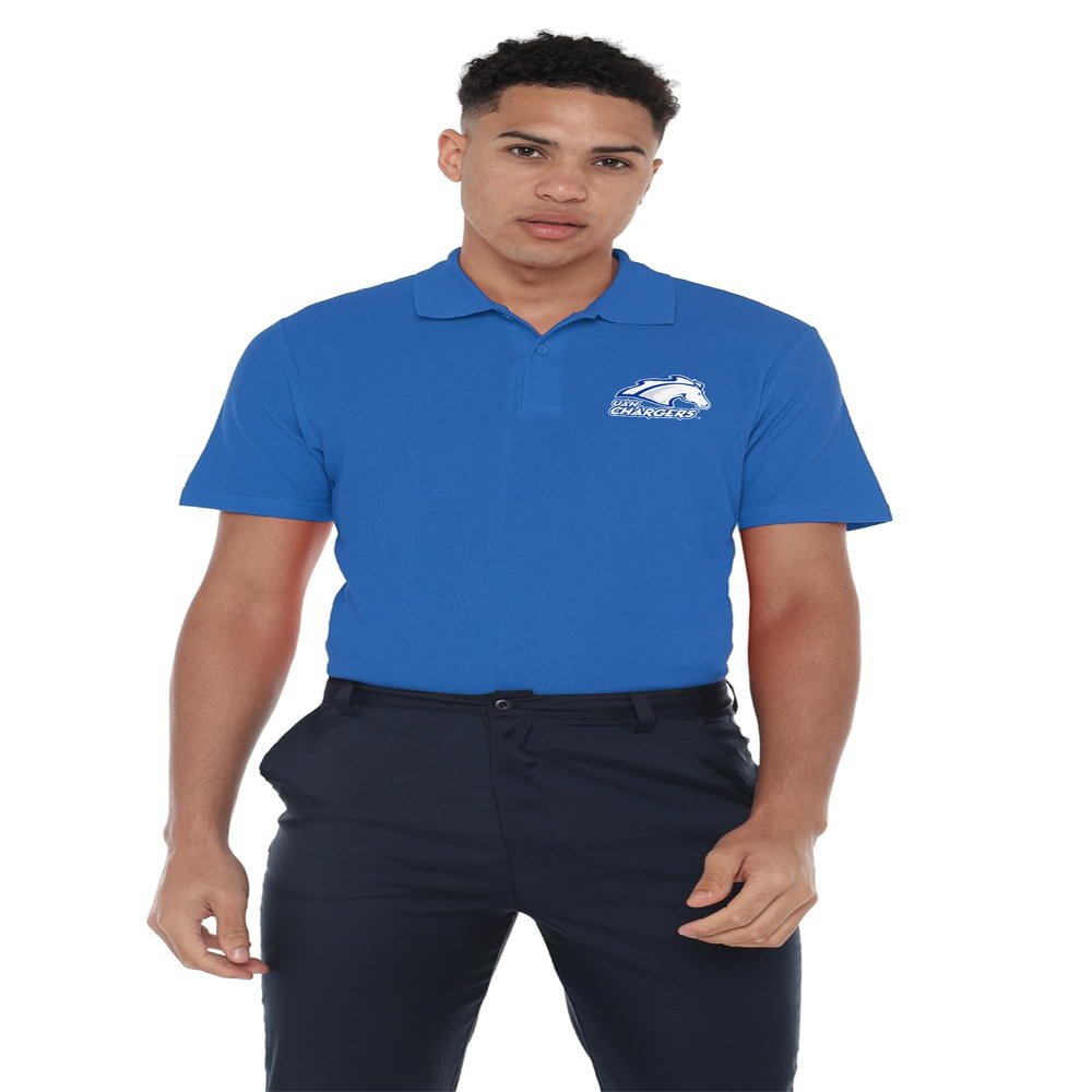 University of Alabama Huntsville Chargers Men's Adult 100% Cotton Knit Polo Shirt, Royal, 2X-Large