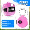 TOODOO 6 Pack Hand Tally Counter 4 Digit Mechanical Palm Clicker Plastic Hand Held Counter Clicker with Metal Finger Ring for School Golf Sports Events Office Stadium(Pink) view 2