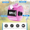 TOODOO 6 Pack Hand Tally Counter 4 Digit Mechanical Palm Clicker Plastic Hand Held Counter Clicker with Metal Finger Ring for School Golf Sports Events Office Stadium(Pink) view 3
