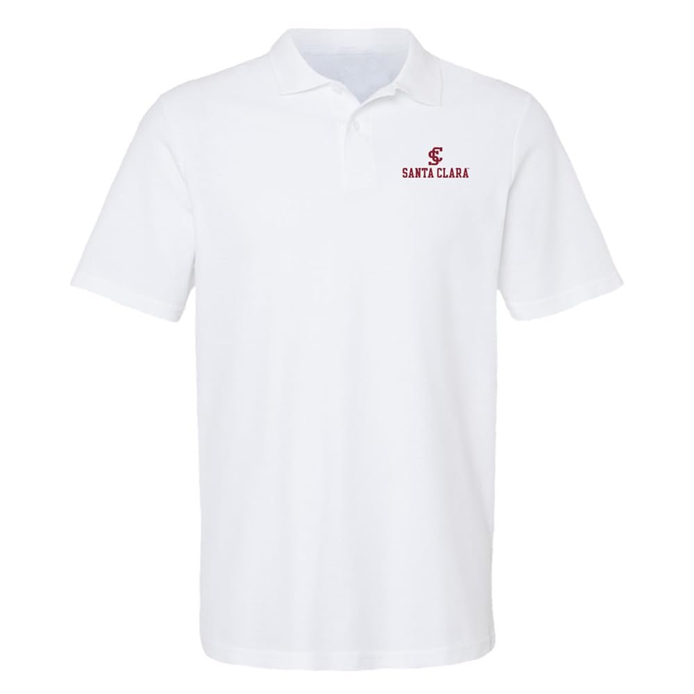 Campus Lab Santa Clara University Primary Logo Men's Adult 100% Cotton Knit Polo Shirt, White, 3X-Large