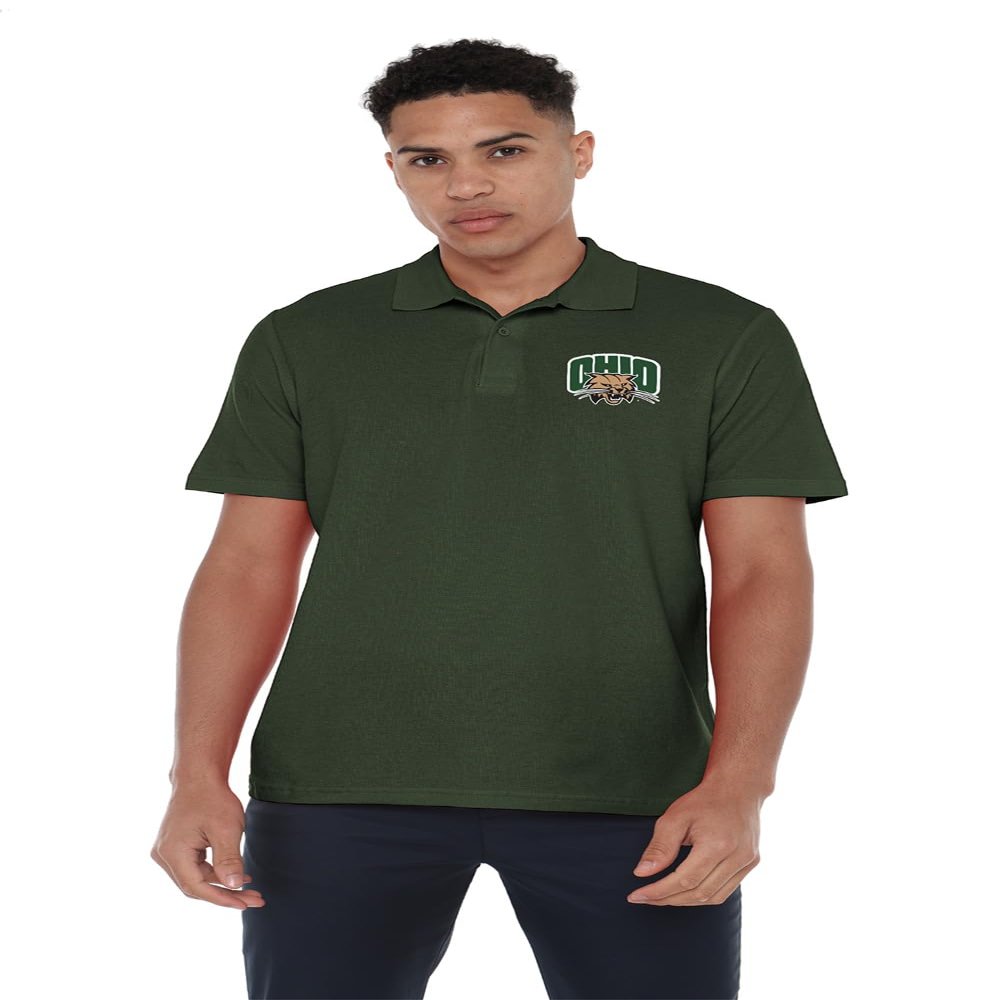 Campus Lab Ohio University Bobcats Men's Adult 100% Cotton Knit Polo Shirt, Hunter Green, 2X-Large